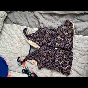 ASTR floral blue and gold tank top blouse